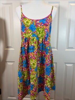 NATURAL LIFE Pink, Blue & Green Floral Spaghetti-Strap Dress